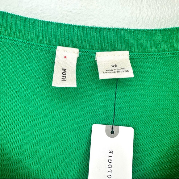 Anthropologie Moth Merino Wool Vibrant Green Sweater Size XS Oversized - Picture 5 of 7
